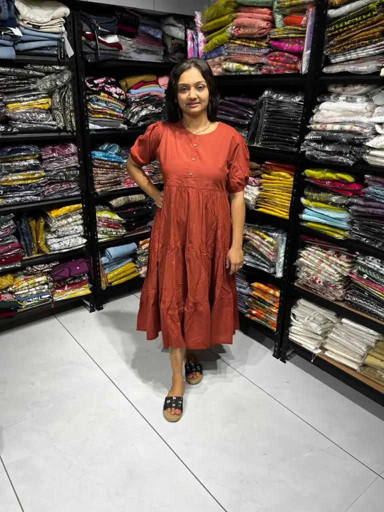 Red Allure Pure Cotton Midi Dress