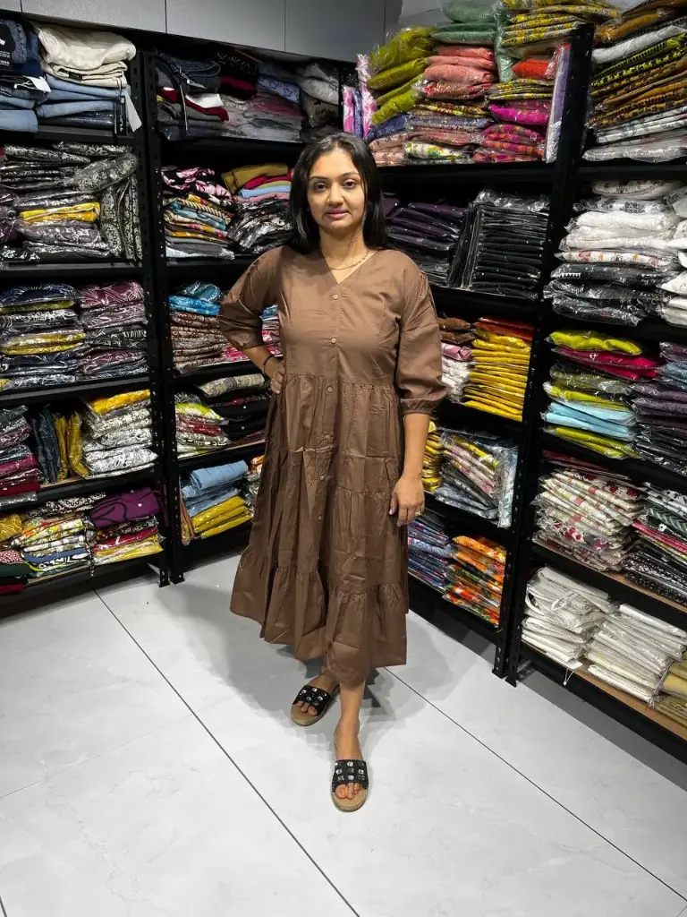 Brown Allure Pure Cotton Midi Dress