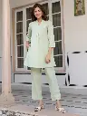 Mint Cotton Solid A-line Co-ord Set