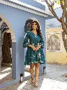 Teal Pure Cotton Embroidery Dress