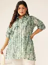Plus Size Aqua Pure Cotton Tie & Dye A-line Tunic