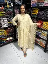 Off White Mal Cotton Embroidered 3 Piece Kurta Set(XL)