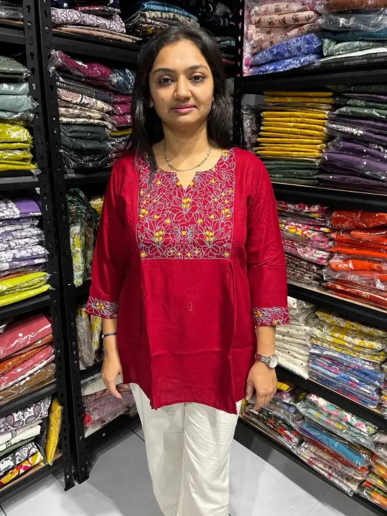 Red Elegance Embroidered Tunic