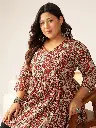 Plus Size Maroon Pure Cotton Printed Peplum Tunic