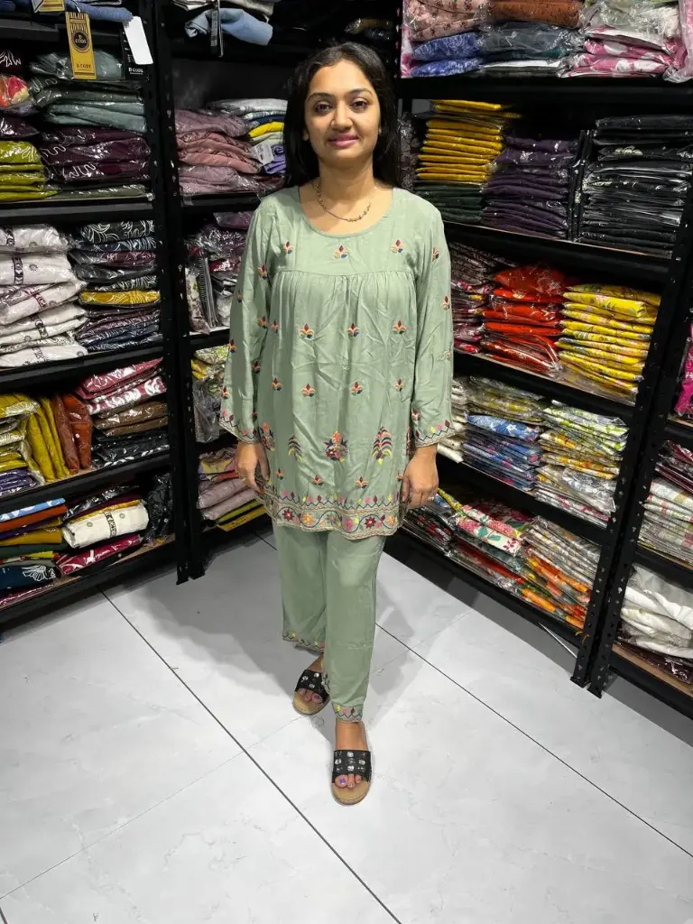 Light Green Serenity Embroidered Co-ord Set