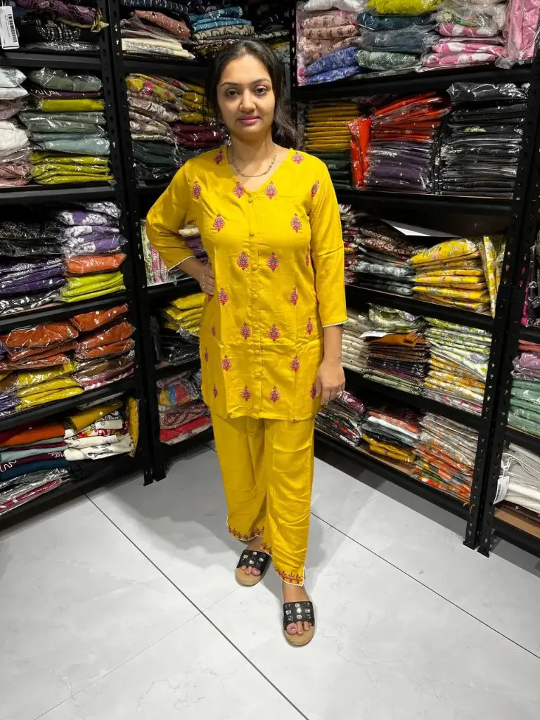 Mustard Yellow Serenity Embroidered Co-ord Set