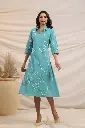 Rama Green Grace Cotton Threadwork Kurti