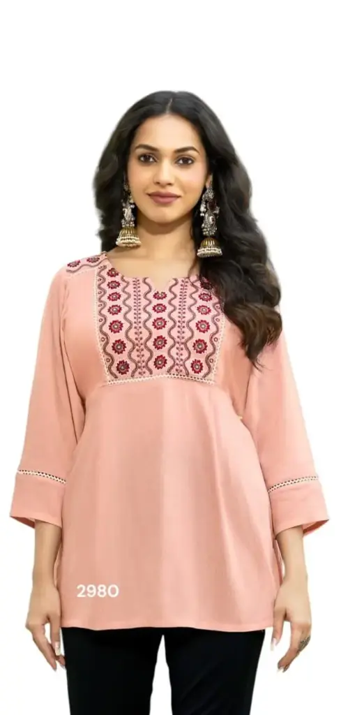 Peach Blush Embroidered Tunic