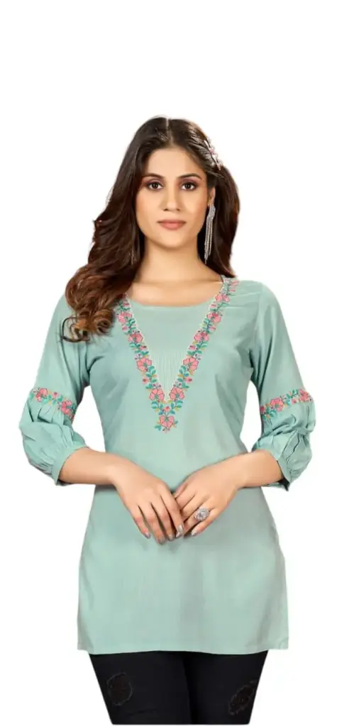 Light Green Blush Embroidered Tunic