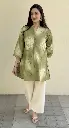 Green Off White Khadi Cotton Printed Tunic