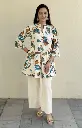 Off White Multi Color Khadi Cotton Printed Tunic