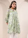 Green Pure Cotton Floral Printed A-Line Tunic