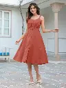 Rust Pure Cotton Solid A-line Dress