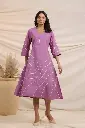 Purple Cotton Embroidered Kurti