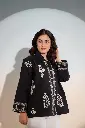 Black Off White Embroidered Shirt Top
