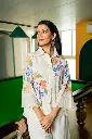 Off White Cotton Floral Embroidered Cord Set