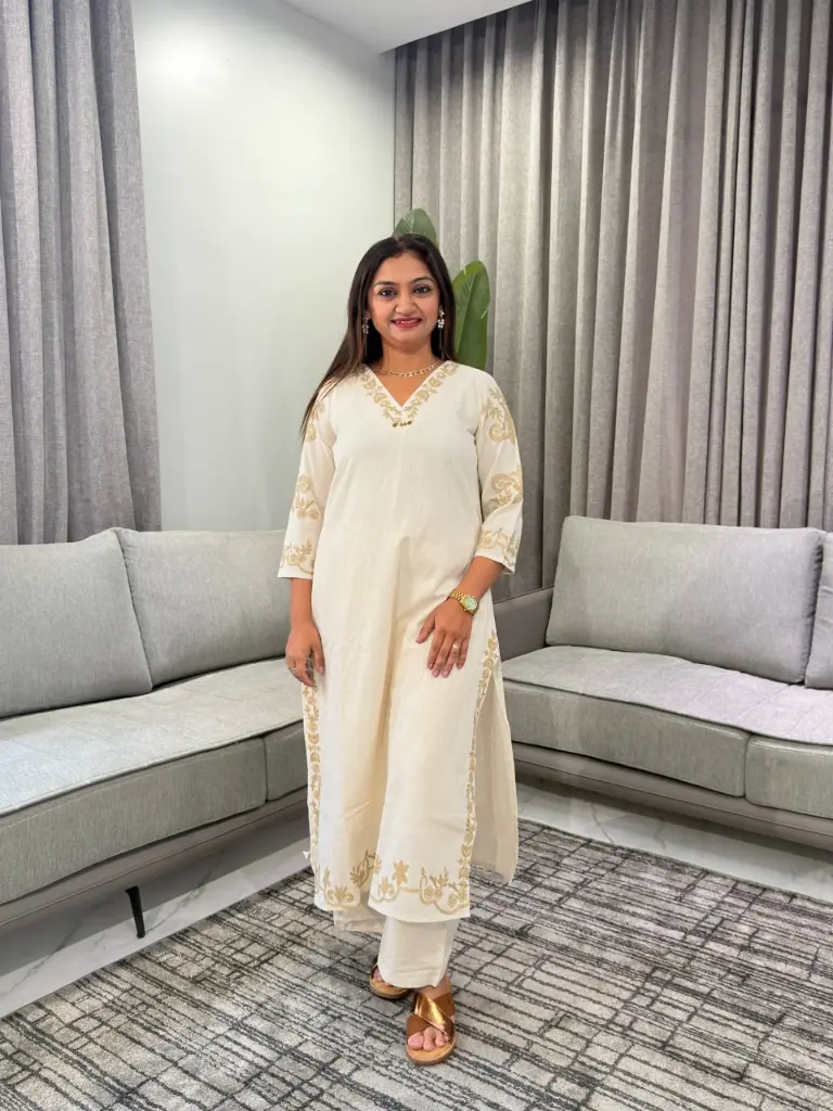 Ivory Grace Beige Embroidery 2 Piece Set