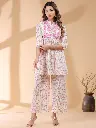 White Pure Cotton Abstract A-line Co-ord Set