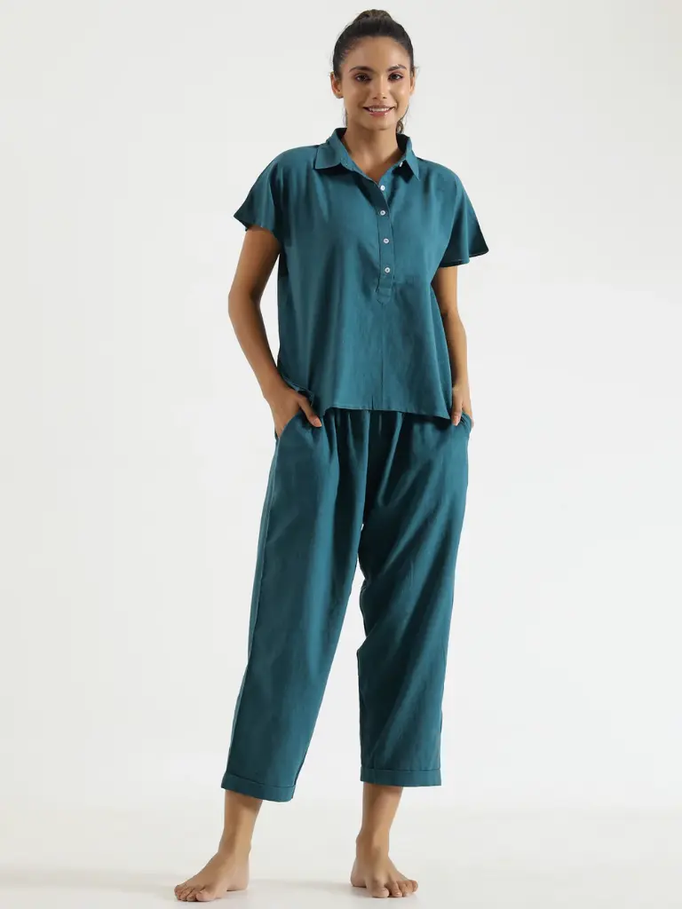 Teal Solid Cotton Cord set