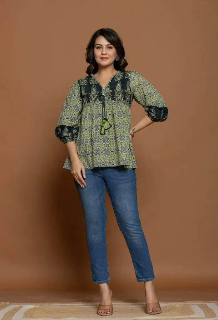 Olive Charm Cotton Tassel Tunic