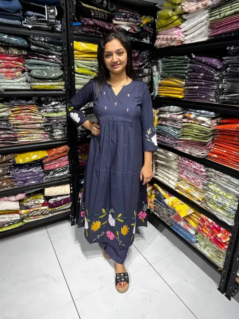 Deep Hue Delight Yoke Handwork Cotton Kurta Set