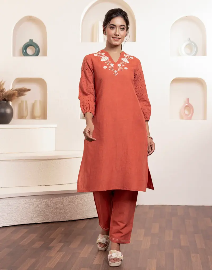 Yemen Rust Embroidered Co-Ord-Set