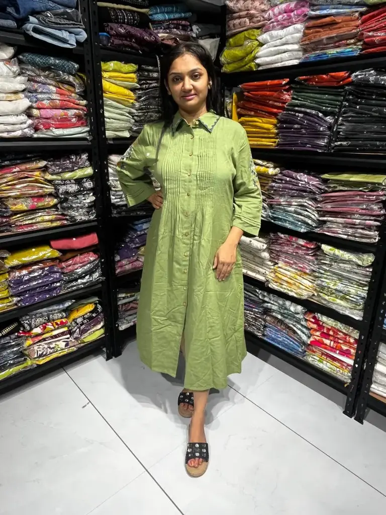 Anaya Spring Olive Cotton One-Piece