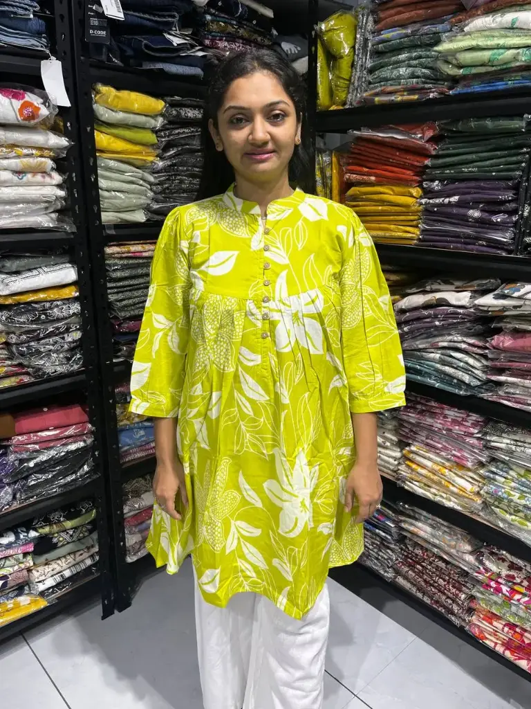 Tia Fresh Lime Floral Cotton Tunic