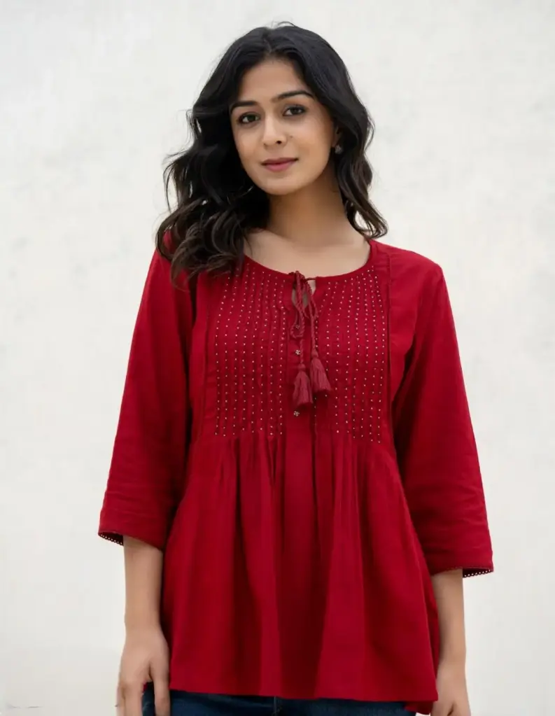 Maroon Pearl Grace Cotton Tunic