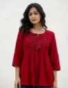 Maroon Pearl Grace Cotton Tunic