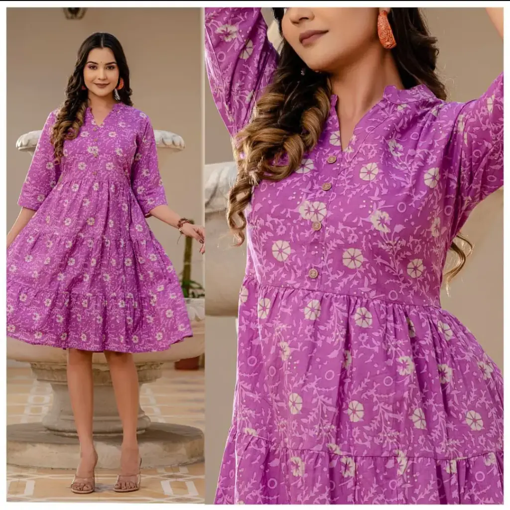 Lilac Flora Flared one piece dress