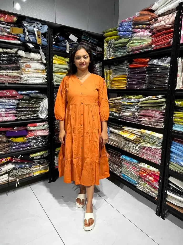 Orange Allure Pure Cotton Midi Dress