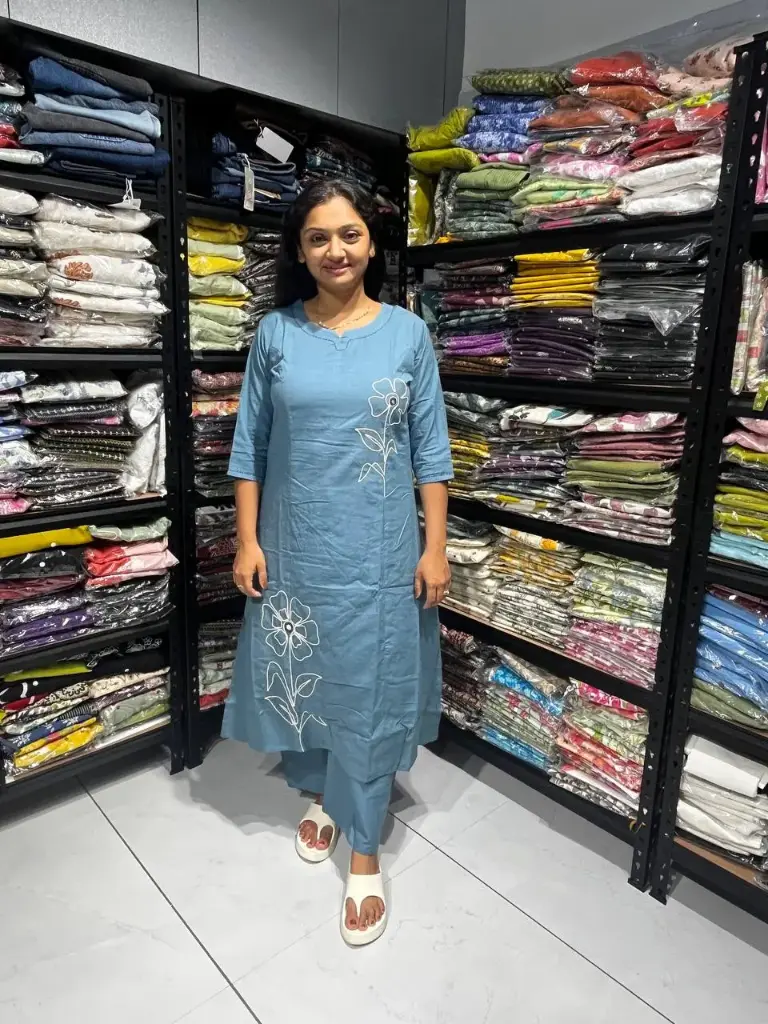 Blue Blossom Mirror Embroidered Set