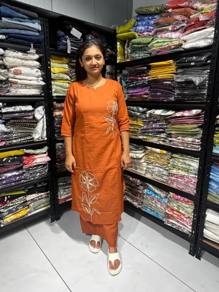 Rust orange Mirror Embroidered Set