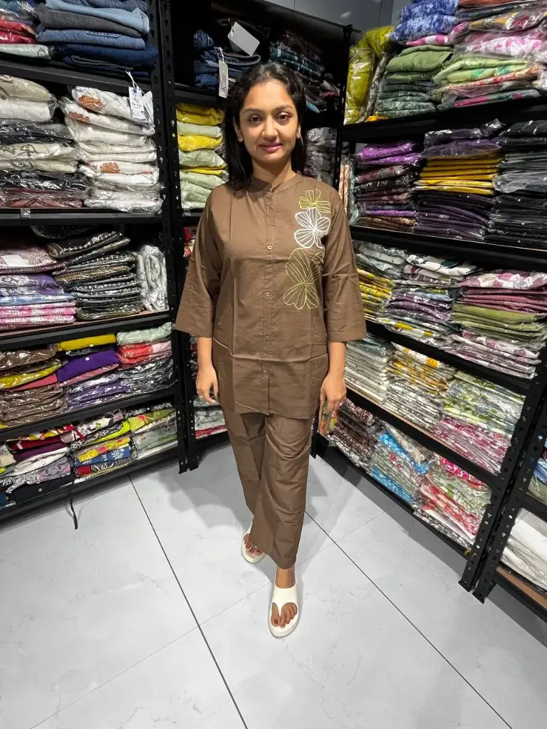 Mocha Bloom Mul Cotton Cord Set