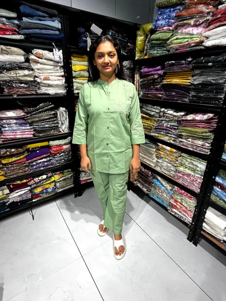 Pistachio Bloom Mul Cotton Cord Set