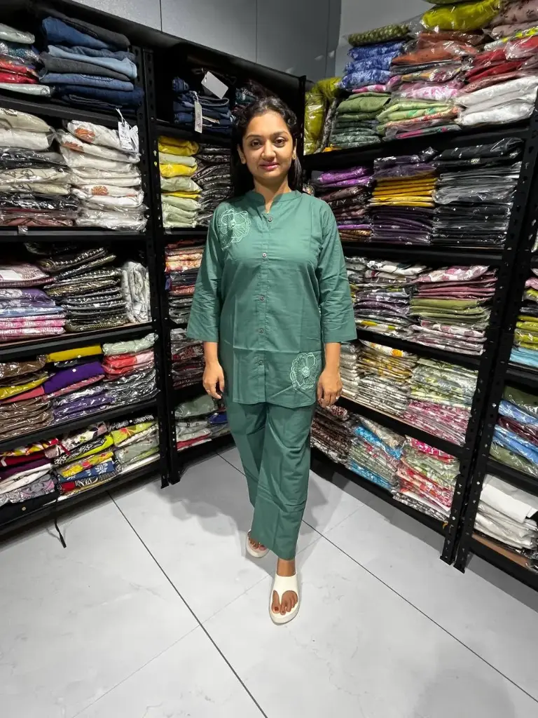 Emerald Grace Mul cotton Embroidered Cord Set