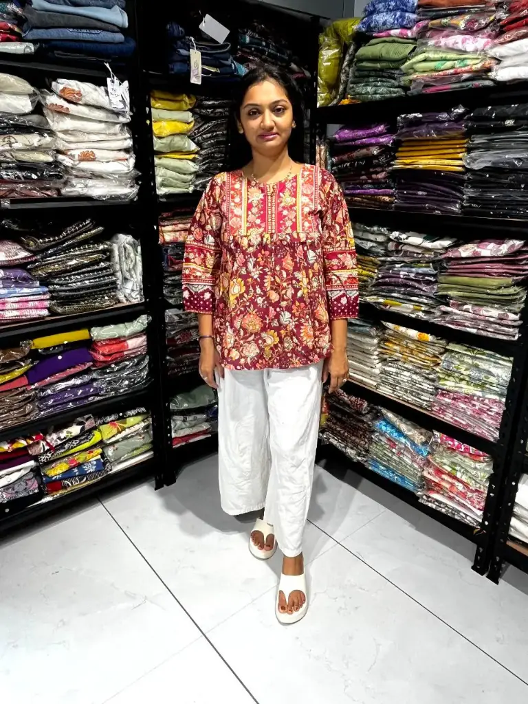 Maroon Garden Mul Cotton Printed Tunic