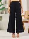 Black Cotton Solid Palazzo