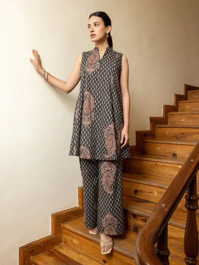 Black Printed Cotton Co-ord Set