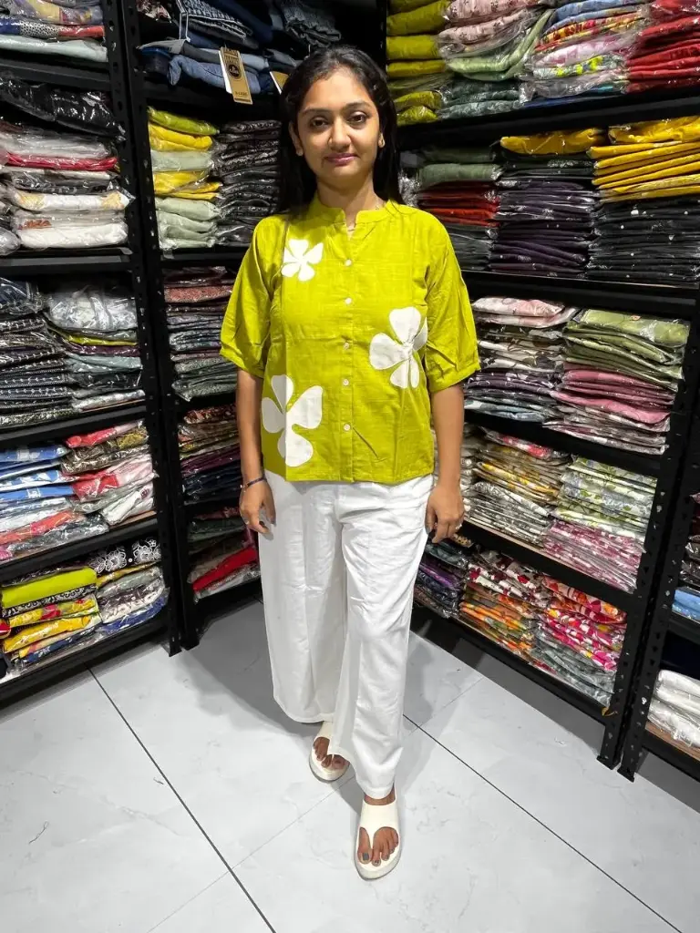 Yellow Petal Linen-Cotton Top