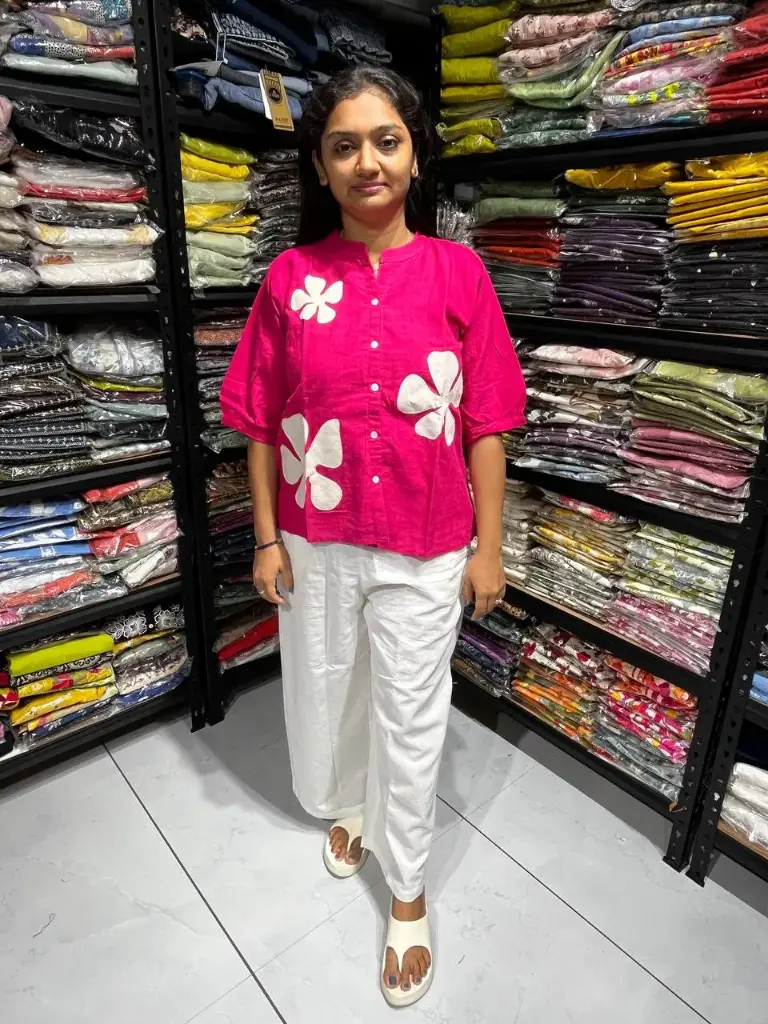 Pink Petal Linen-Cotton Top