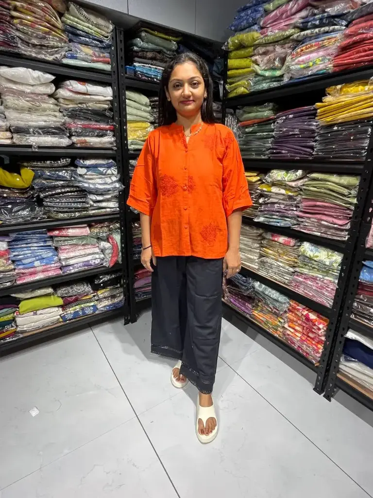 Orange Whisper Embroidered Top