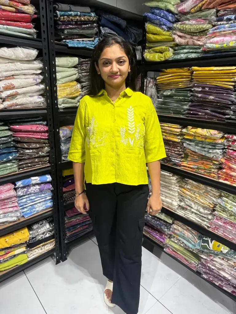 Lime Fern Threadwork shirt top