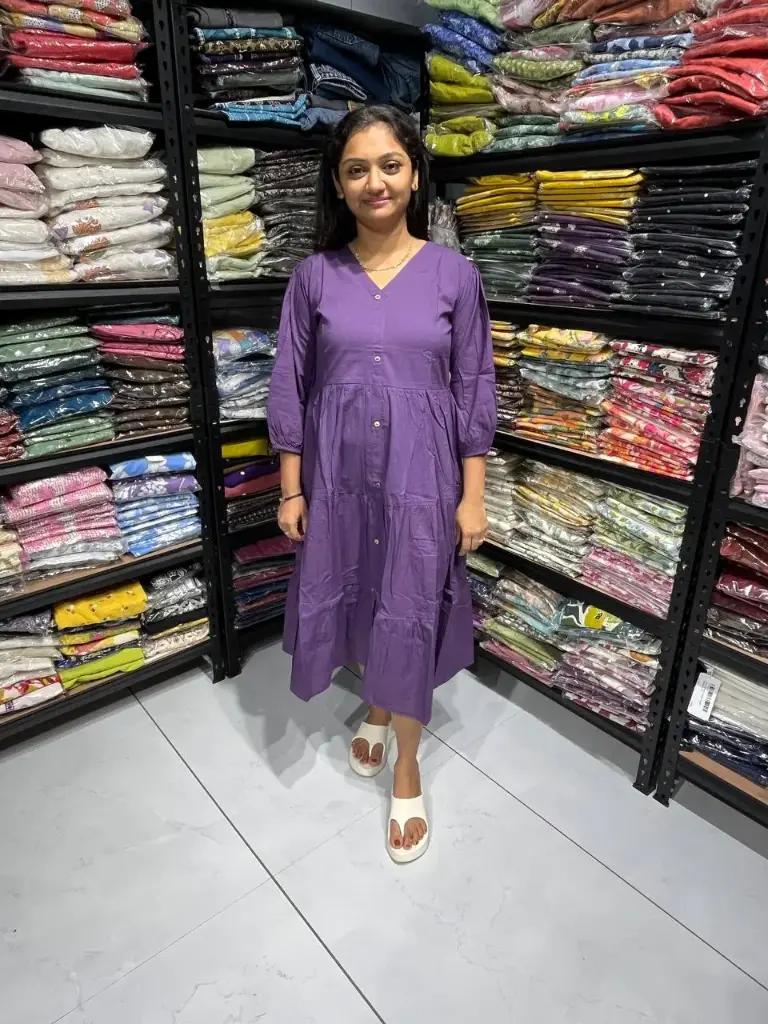 Purple Allure Pure Cotton Midi Dress