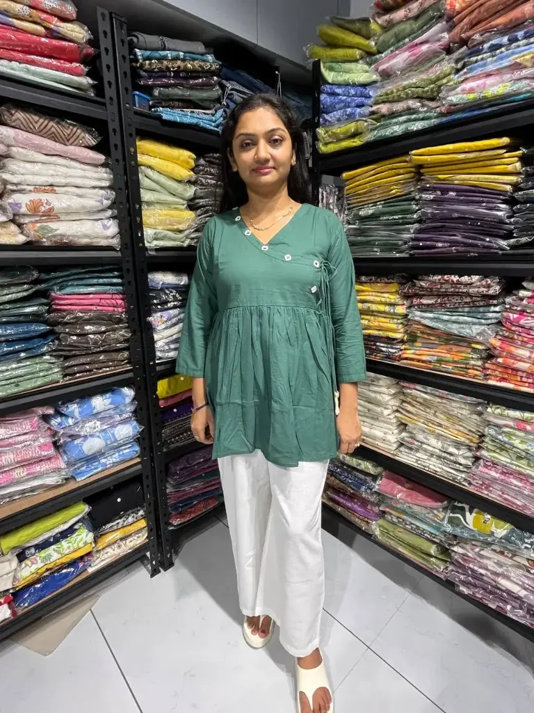 Green Mirror Embroidered Cotton Tunic