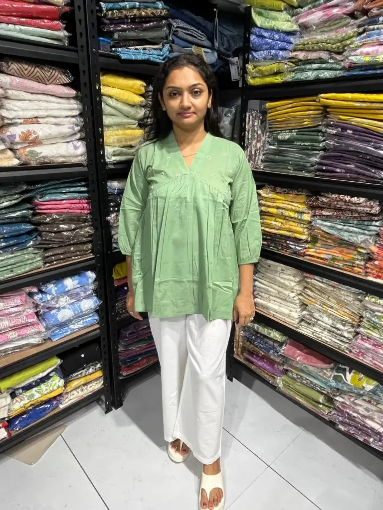 Green Touch Embroidered Peplum Top