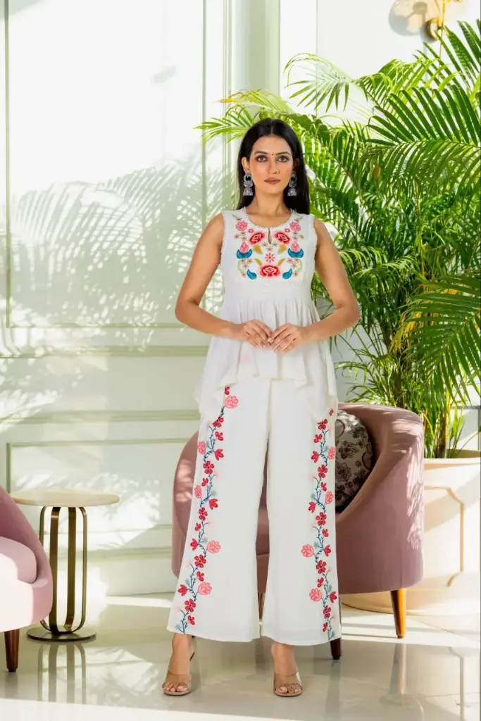 Charming Flora White Coord Set