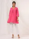 Pink Pure Cotton Schiffli A line Tunic