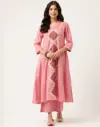 YAMIKA PINK PATCH EMBROIDERED KURTA SET